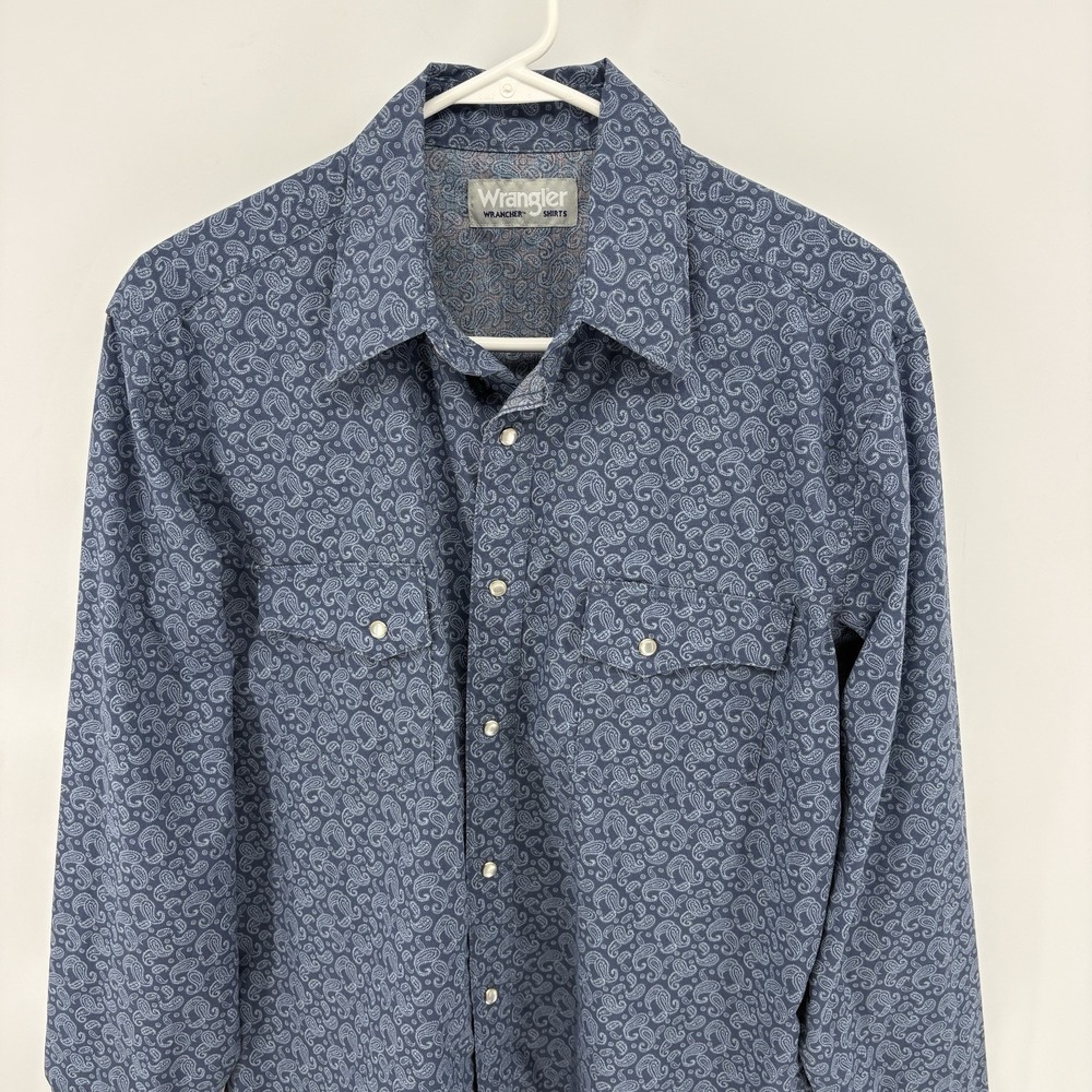 Vintage Wrangler Wrancher Pearl Snap Long Sleeve Shirt Paisley Western Men M